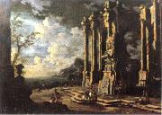 Leonardo Coccorante Harbor Scene with Roman Ruins oil painting